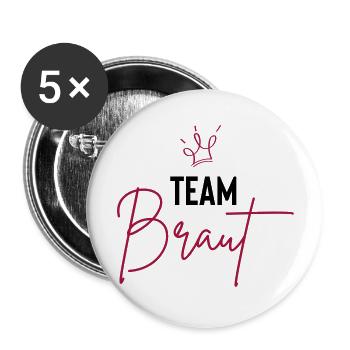 team braut - Buttons groß 56 mm (5er Pack) - Weiß - Vorne