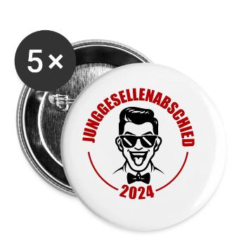 Junggesellenabschied 2024 - Buttons groß 56 mm (5er Pack) - Weiß - Vorne