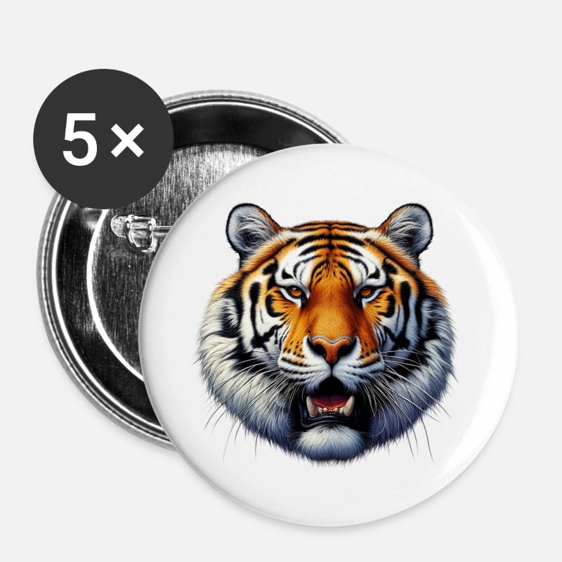 Tiger - Buttons large 2.2''/56 mm (5-pack) - white