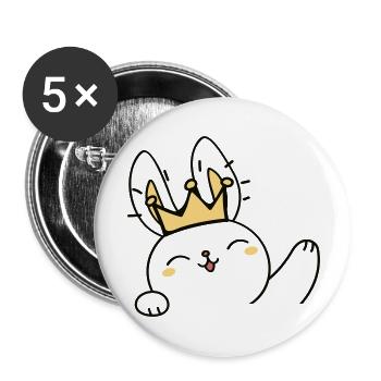 Lapin roi - Lot de 5 grands badges (56 mm) - blanc - Devant