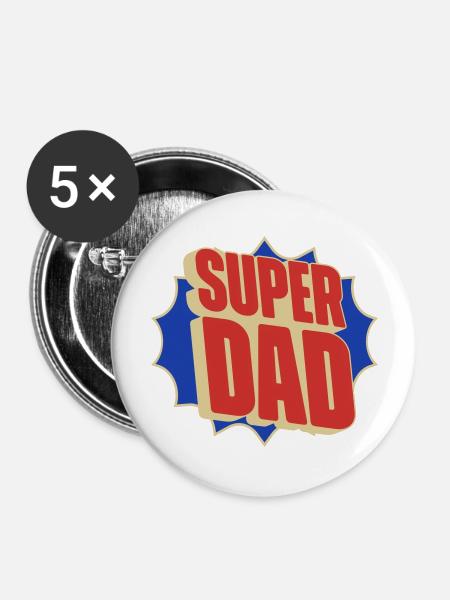 Super Dad - Buttons large 2.2''/56 mm (5-pack) - white