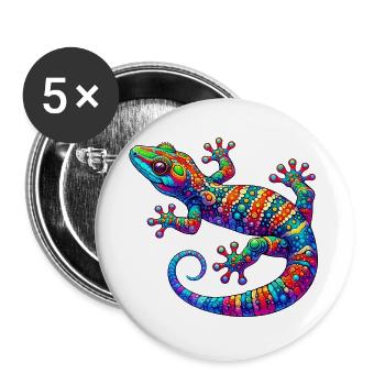 Gecko - Lot de 5 grands badges (56 mm) - blanc - Devant