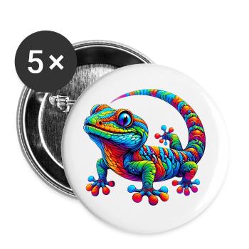 Gecko - Lot de 5 grands badges (56 mm) - blanc - Devant