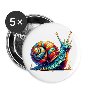 Escargot - Lot de 5 grands badges (56 mm) - blanc - Devant