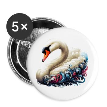 Cygne - Lot de 5 grands badges (56 mm) - blanc - Devant