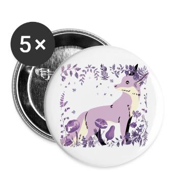 Fox, Wildlife, Wilderness, Nature, Flower, Foxes, Fantasy - Buttons large 2.2''/56 mm (5-pack) - white - Front