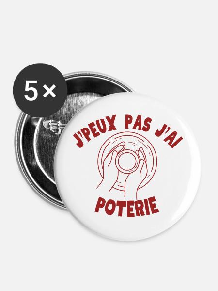 Töpferei Ruhestandsgeschenk - Buttons groß 56 mm (5er Pack) - Weiß