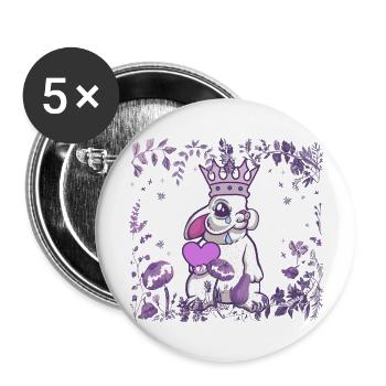 Bunny King Heart Fantasy Rabbit Fairy Tale - Buttons large 2.2''/56 mm (5-pack) - white - Front
