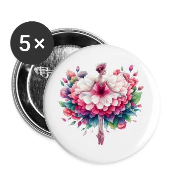 Balletttänzerin mit Tutu - Buttons groß 56 mm (5er Pack) - Weiß - Vorne
