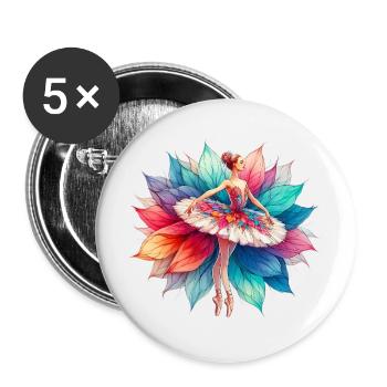 Balletttänzerin mit Tutu - Buttons groß 56 mm (5er Pack) - Weiß - Vorne