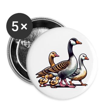 Famille des oies - Lot de 5 grands badges (56 mm) - blanc - Devant