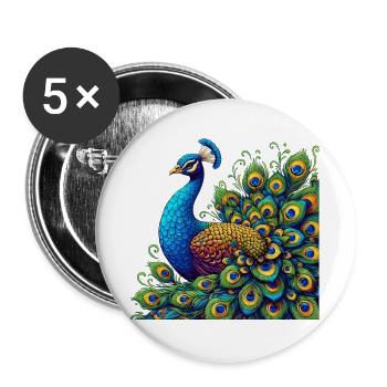 Peacock - Buttons large 2.2''/56 mm (5-pack) - white - Front