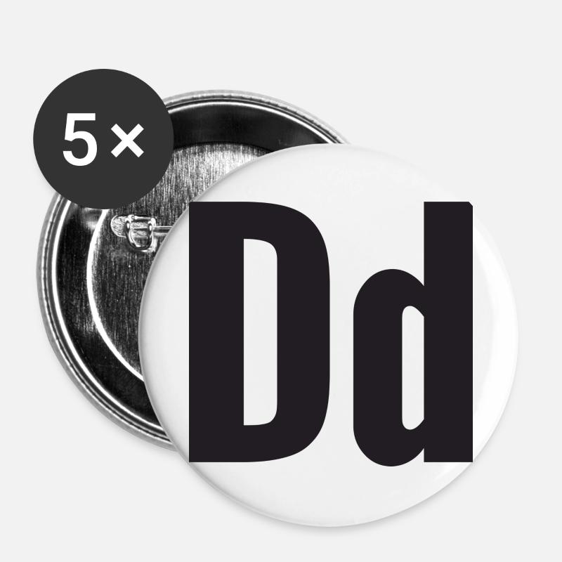 Letter D - Buttons large 2.2''/56 mm (5-pack) - white
