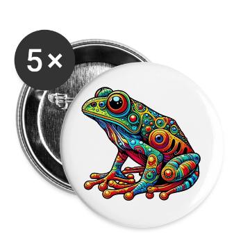 Grenouille - Lot de 5 grands badges (56 mm) - blanc - Devant