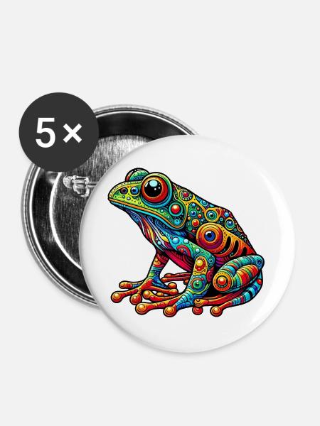 Frosch - Buttons groß 56 mm (5er Pack) - Weiß