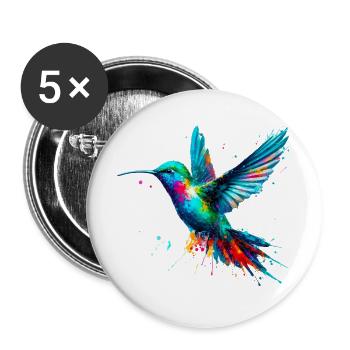 Kolibri - Buttons groß 56 mm (5er Pack) - Weiß - Vorne