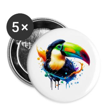 Tukan - Buttons groß 56 mm (5er Pack) - Weiß - Vorne