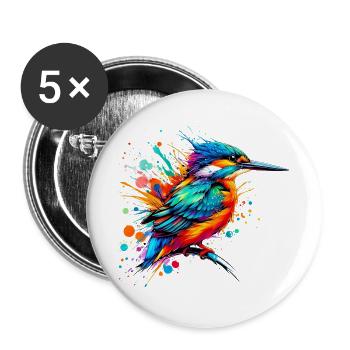 Martin-pêcheur - Lot de 5 grands badges (56 mm) - blanc - Devant