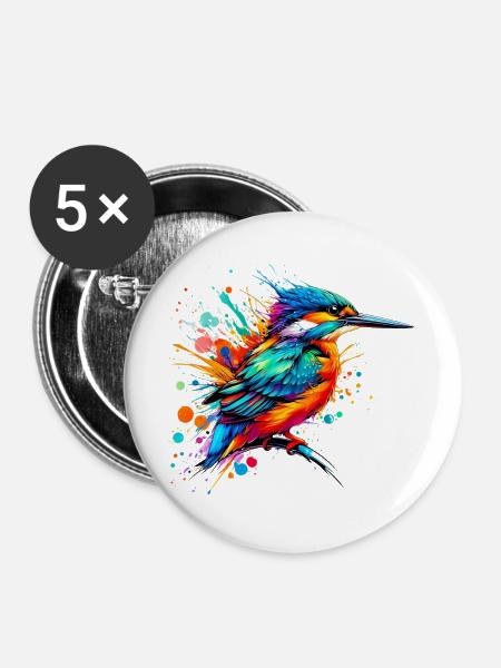 Eisvogel - Buttons groß 56 mm (5er Pack) - Weiß