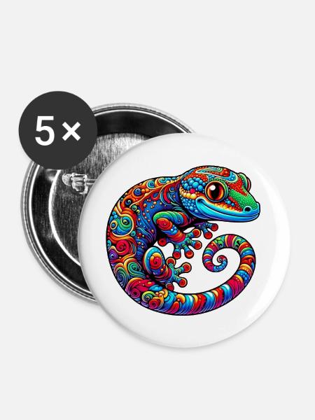 Gecko - Buttons groß 56 mm (5er Pack) - Weiß