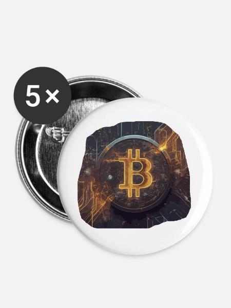 Futuristische Bitcoin-Ästhetik mit Neon-Effekten - Buttons groß 56 mm (5er Pack) - Weiß