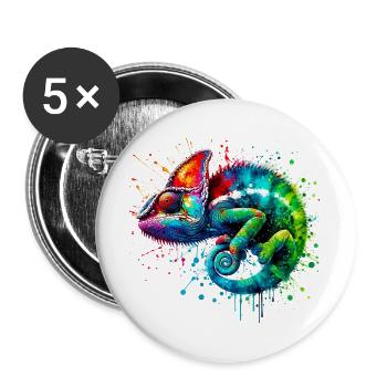 Chameleon - Buttons large 2.2''/56 mm (5-pack) - white - Front