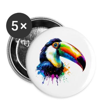 Tukan - Buttons groß 56 mm (5er Pack) - Weiß - Vorne