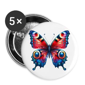 Schmetterling - Buttons groß 56 mm (5er Pack) - Weiß - Vorne