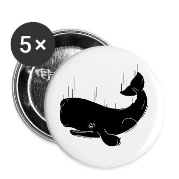 Falling Whale - Buttons large 2.2''/56 mm (5-pack) - white - Front