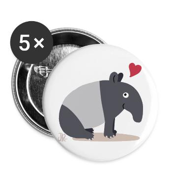 Tapir Happiness with Signature - Buttons large 2.2''/56 mm (5-pack) - white - Front