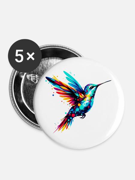 Kolibri - Buttons groß 56 mm (5er Pack) - Weiß