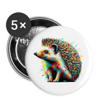 Hedgehog - Buttons large 2.2''/56 mm (5-pack) - white - Front