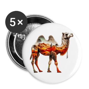 Chameau - Lot de 5 grands badges (56 mm) - blanc - Devant