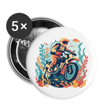 Scuba Diver on a Motorbike 2 - Buttons large 2.2''/56 mm (5-pack) - white - Front