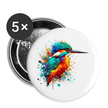 Martin-pêcheur - Lot de 5 grands badges (56 mm) - blanc - Devant