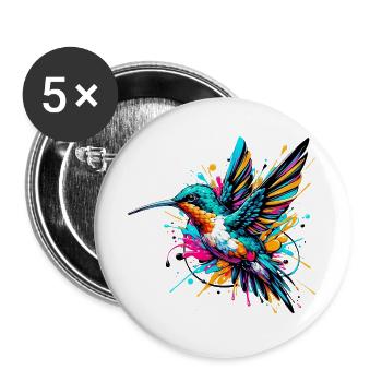 Kolibri - Buttons groß 56 mm (5er Pack) - Weiß - Vorne