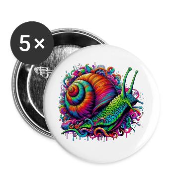 Schnecke - Buttons groß 56 mm (5er Pack) - Weiß - Vorne
