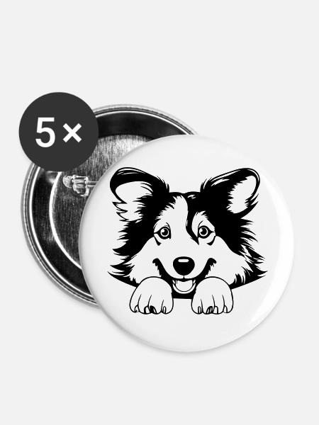 Collie - Buttons groß 56 mm (5er Pack) - Weiß
