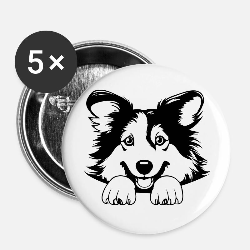 Collie - Buttons groß 56 mm (5er Pack) - Weiß