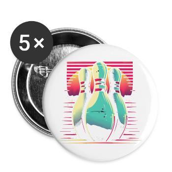 Bowling Synthwave - Buttons groß 56 mm (5er Pack) - Weiß - Vorne