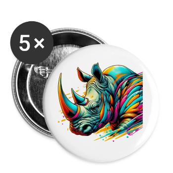 Rhinoceros - Buttons large 2.2''/56 mm (5-pack) - white - Front