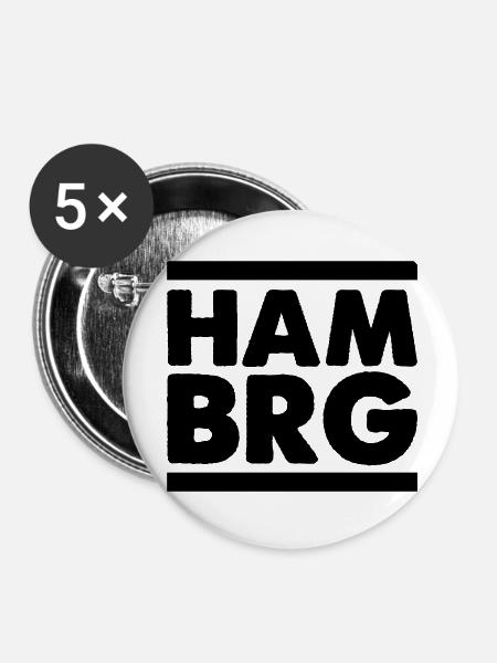 hamburg - Buttons groß 56 mm (5er Pack) - Weiß