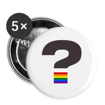 Graphique du point d’interrogation de la fierté - Lot de 5 grands badges (56 mm) - blanc - Devant