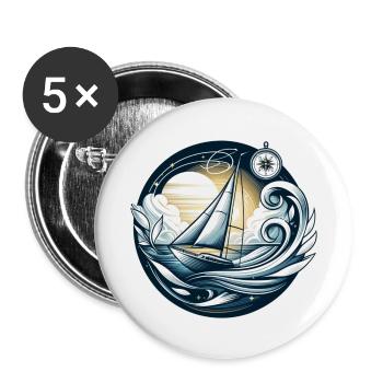 Segler gehen segeln mit einem Segelboot - Buttons groß 56 mm (5er Pack) - Weiß - Vorne