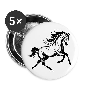 Cheval - Lot de 5 grands badges (56 mm) - blanc - Devant