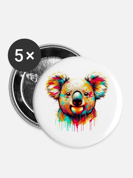 Koala - Buttons groß 56 mm (5er Pack) - Weiß