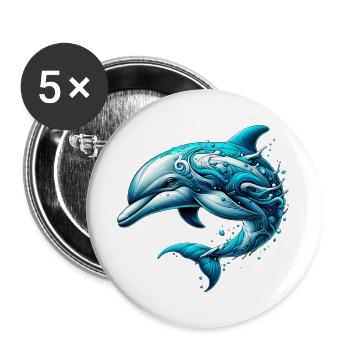 Dolphin - Buttons large 2.2''/56 mm (5-pack) - white - Front