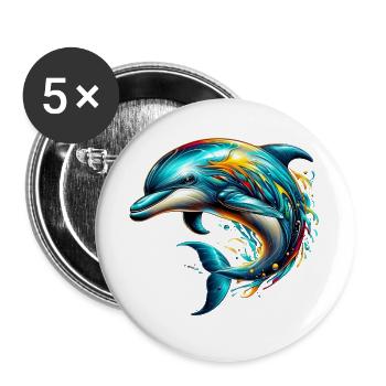 Dauphin - Lot de 5 grands badges (56 mm) - blanc - Devant