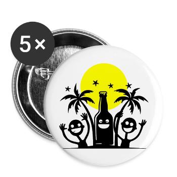 Palmen Party Team - Buttons groß 56 mm (5er Pack) - Weiß - Vorne