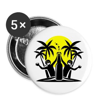 Palmen Strand Urlaub Party - Buttons groß 56 mm (5er Pack) - Weiß - Vorne
